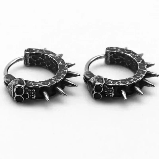 Gothic Black Skull Awl Earrings – Statement Hip Hop Rock Jewelry for Men & Women